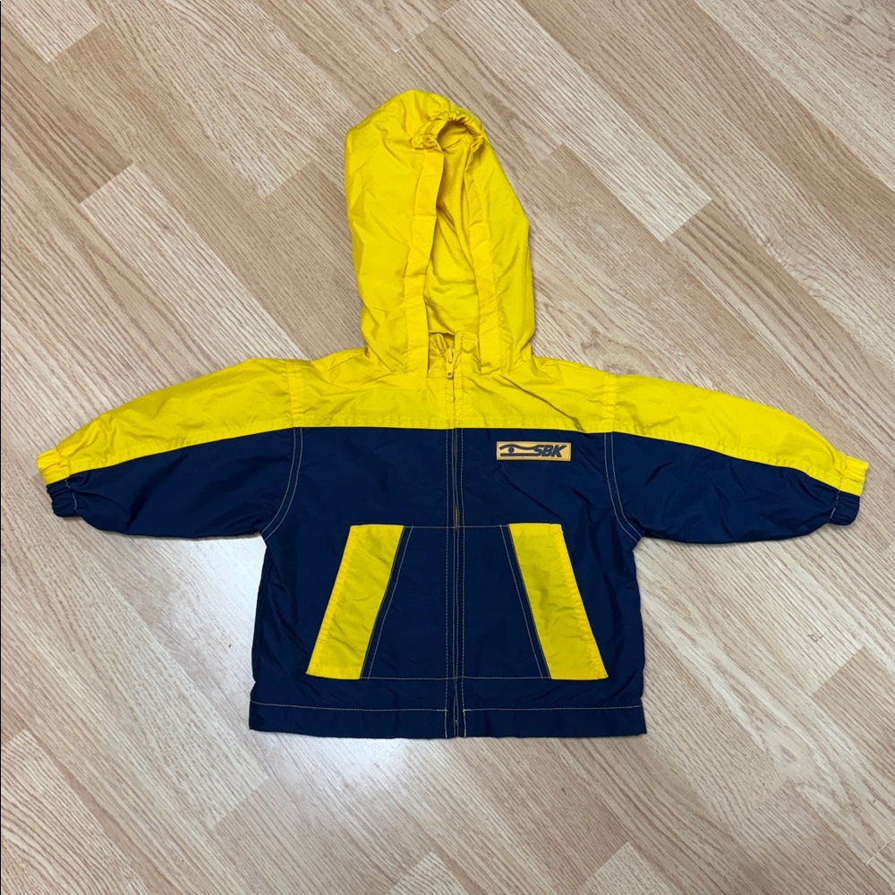 Simply Basic Yellow & Blue Hooded Jacket Athleisure Athletic Activewear Casual
